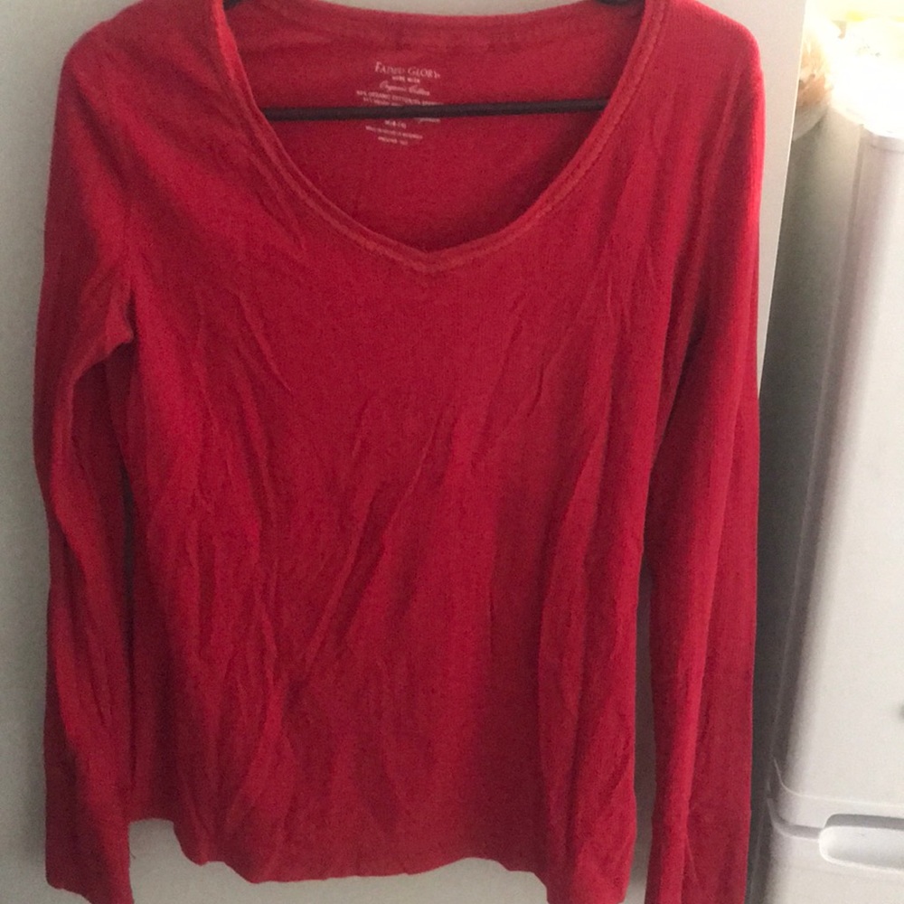 Red V neck long sleeve